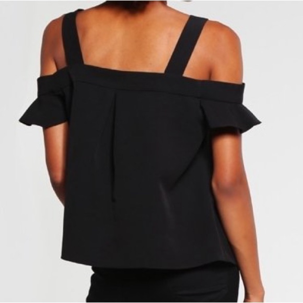 Caramel Black Cold Shoulder Sheer Blouse - Picture 3 of 8